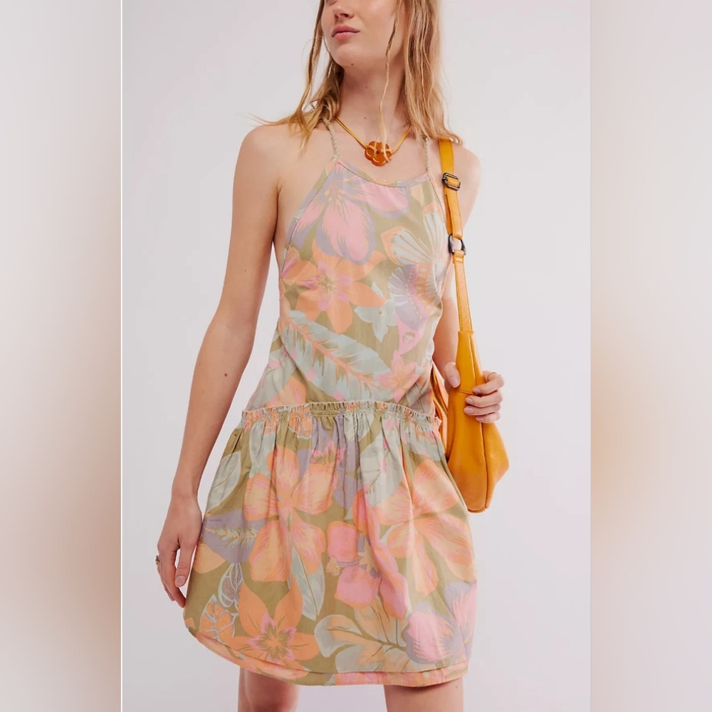 Free People Deserted Island Mini Dress Rainforest Combo  NWOT